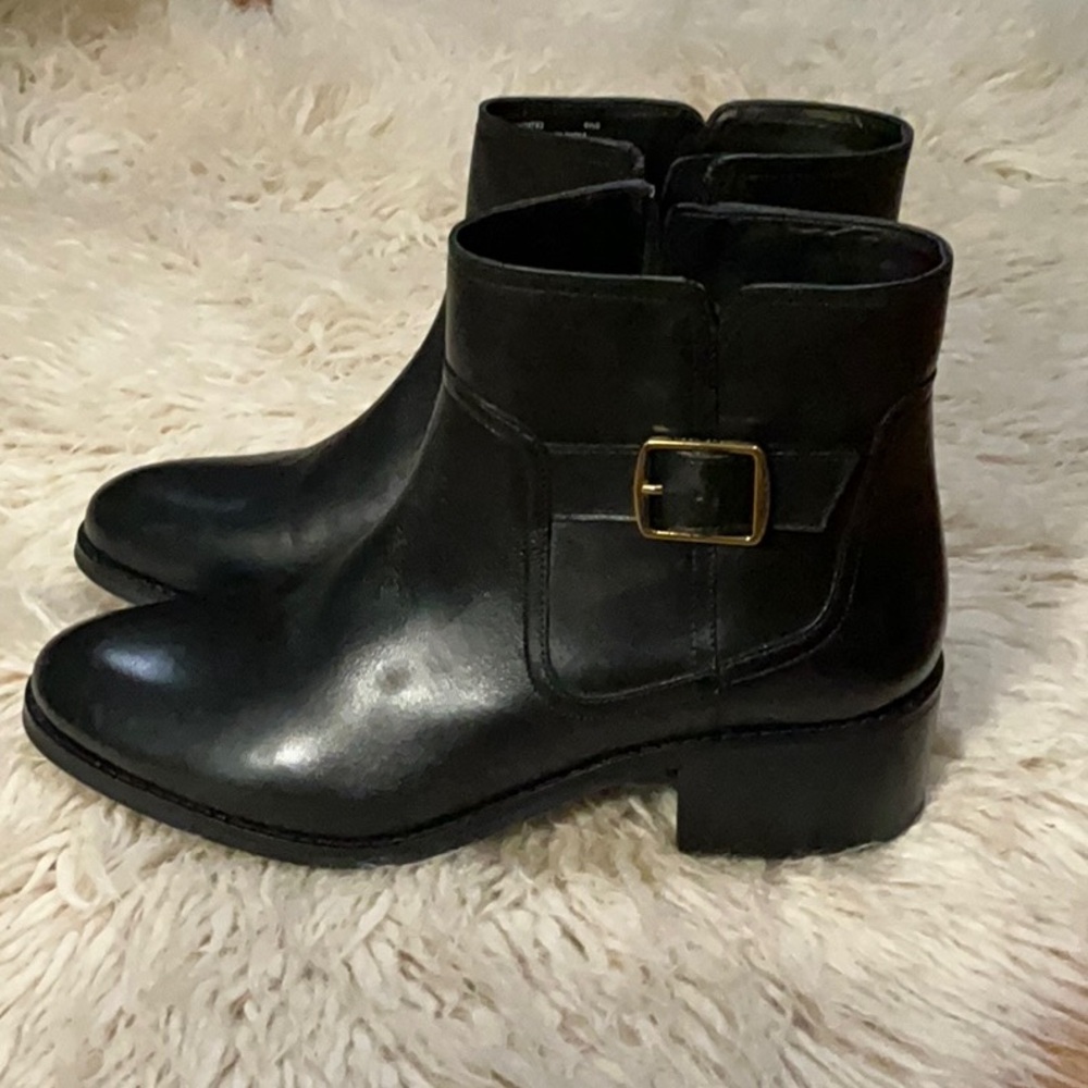 Cole Haan Thayer Leather Block Heel Chelsea Buckle Boots, Size 7 - Picture 4 of 7